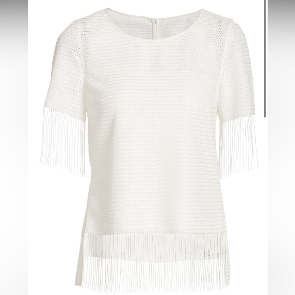 Super fun Akris punto Fringed Mesh Top